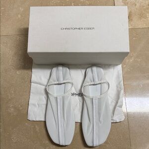 Christopher Esber White Square-Toe Strap Flats